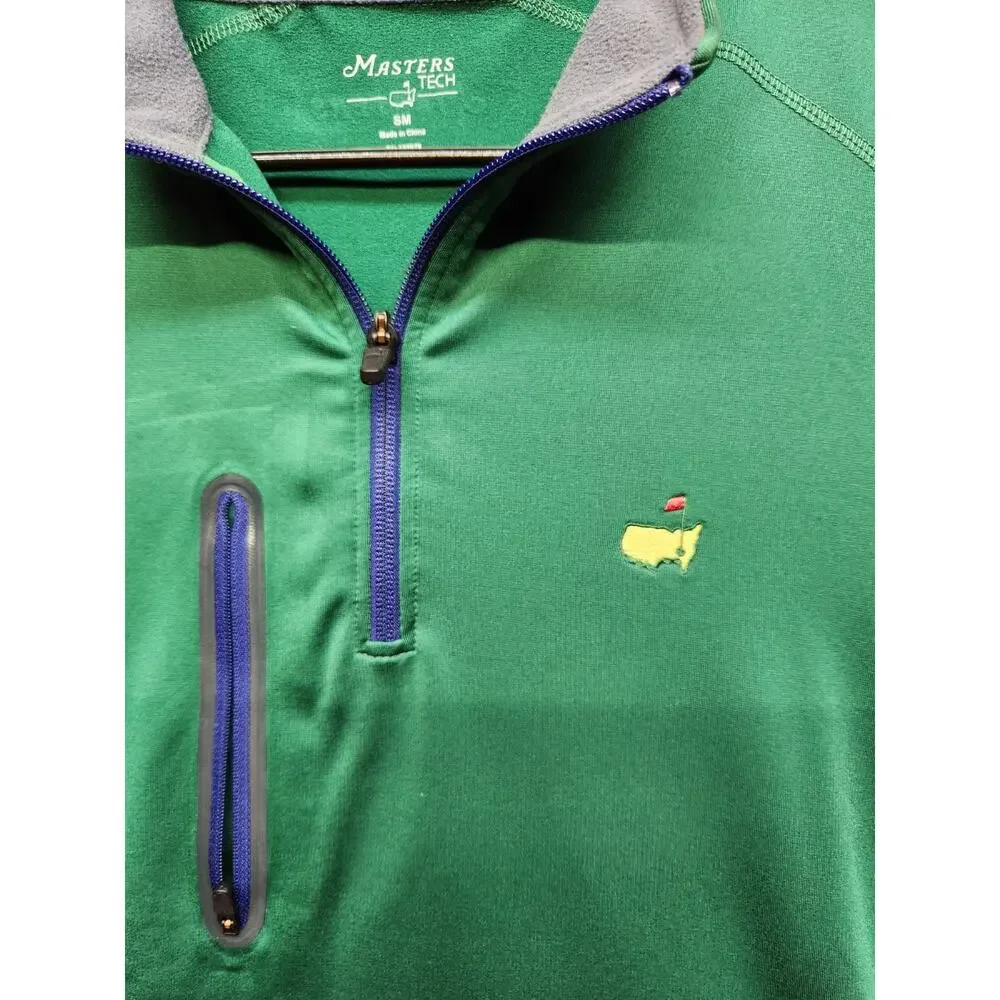 Masters Tech Augusta National 1/4 Zip Pullover Green Golf Jacket Mens Small - Picture 4 of 14